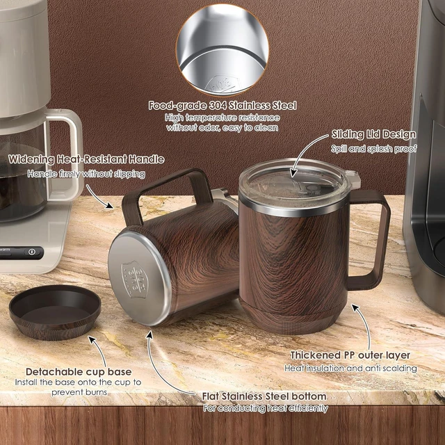 Alt view image 6 of 7 - Coffee Mug Warmer & Mug Set for Desk, Electric 36w Coffee Cup Warmer with Auto Shut Off, Timer. Smart Cup Mug Heater with 16oz Cup for Warming and Heating Coffee, Beverage, Candles, Tea, Cocoa, Wood