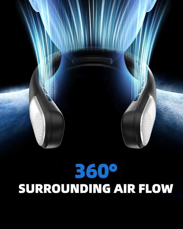 Alt view image 2 of 7 - Neck Fan, Portable Personal Fan around Neck, 4000 mAh Battery Operated with LED Display, 3 Wind Speed, Fast Cooling, Ultra Quiet, USB Rechargeable Fan Men Women Outdoor Indoor