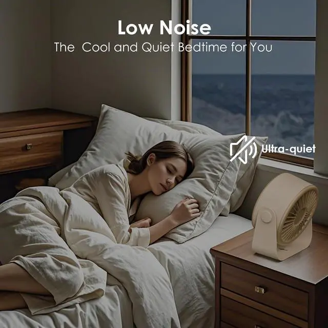 Alt view image 6 of 7 - Minthouz Quiet Desktop & Wall-Mountable Fan, 4 Speeds with 90° Oscillation, USB-C Fast Charging, 3000mAh Rechargeable Battery, Digital Speed Display, Portable Cooling Fan
