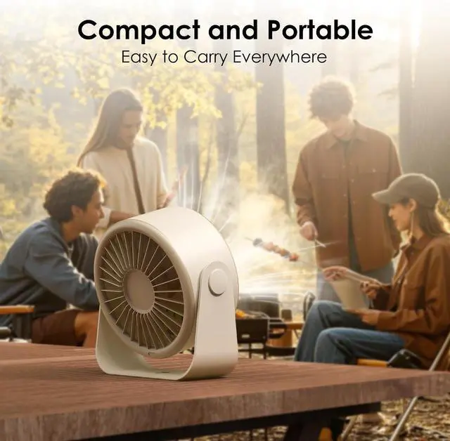 Alt view image 7 of 7 - Minthouz Quiet Desktop & Wall-Mountable Fan, 4 Speeds with 90° Oscillation, USB-C Fast Charging, 3000mAh Rechargeable Battery, Digital Speed Display, Portable Cooling Fan