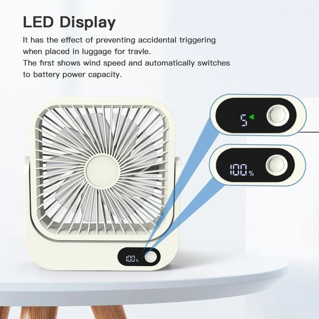 Alt view image 6 of 7 - Portable Fan with Magnetic Base USB Rechargeable Fan USB Desk Fan Portable Travel Fan for outdoor,indoor,home,dormitory,camping,2000mAh Long Lasting Battery Cruise Fan