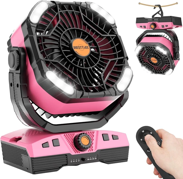 Main image of WESTTREE Camping Fan Oscillating Portable Fan 20000mAh Battery Powered Fans Rechargeable Camping Tent essentials Light Hook 270° Pivot USB Desk Outdoor Battery Operated X68 Pink