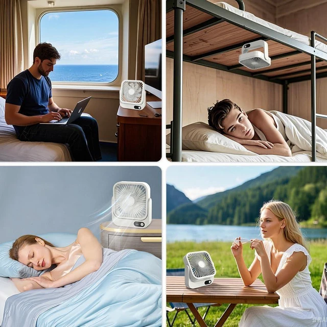 Alt view image 7 of 7 - Portable Fan with Magnetic Base USB Rechargeable Fan USB Desk Fan Portable Travel Fan for outdoor,indoor,home,dormitory,camping,2000mAh Long Lasting Battery Cruise Fan