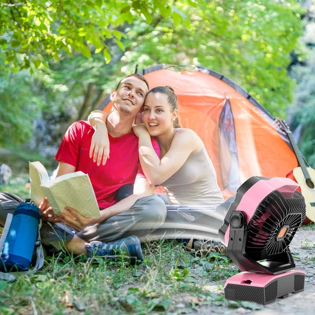 Alt view image 7 of 7 - WESTTREE Camping Fan Oscillating Portable Fan 20000mAh Battery Powered Fans Rechargeable Camping Tent essentials Light Hook 270° Pivot USB Desk Outdoor Battery Operated X68 Pink