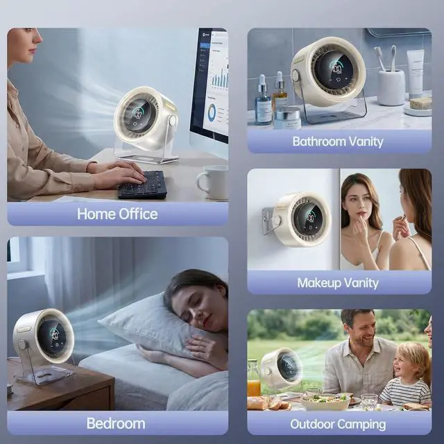 Alt view image 3 of 7 - Cordless Wall Mounted Fan, Small Rechargeable Wall Fan for Bedroom and Kitchen, 100 Speeds Quiet Fan with Digital Display, 120° Tilt 2-in-1 Portable Desk Fan for Bunk Bed(White)
