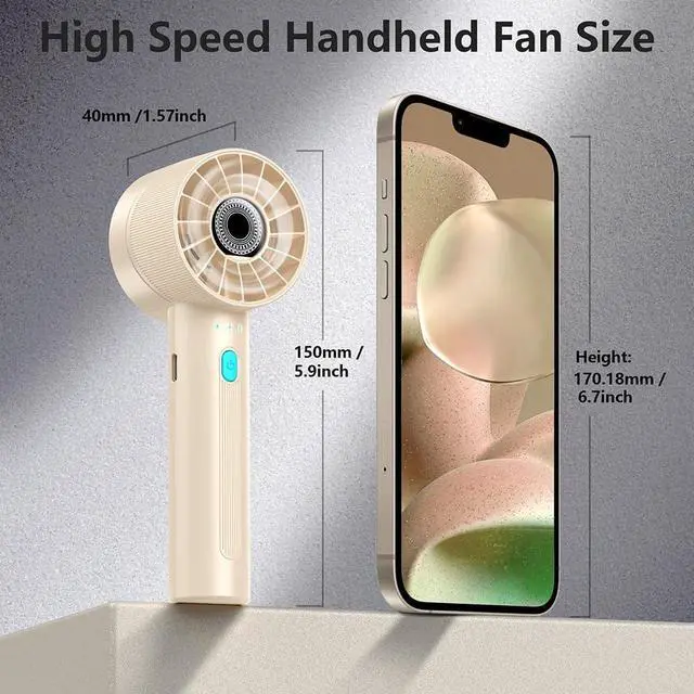 Alt view image 7 of 7 - 2PCS Portable Handheld Fan Rechargeable,Mini Personal Fan,high speed fan with 4 Speeds Turbo Mini Fan USB Battery Small Hand Held Fan Gifts for Kids Women Travel Office Outdoor Home Camping (White)