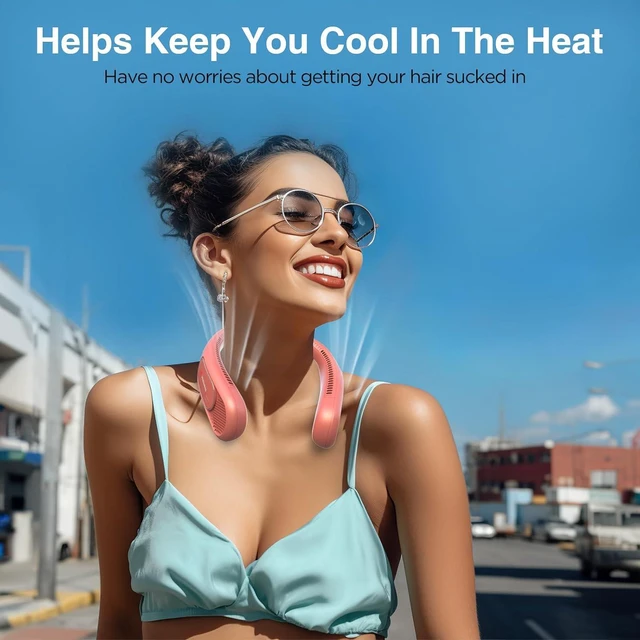 Alt view image 2 of 7 - Hotsales Neck Fan, Hands Free Bladeless Neck Fans Portable Rechargeable, 6000 mAh Battery Operated Wearable Personal Fan, Cooling Neck Fan, 3 Speeds, USB Fan Gifts for Men, Women, Travel, Outdoor