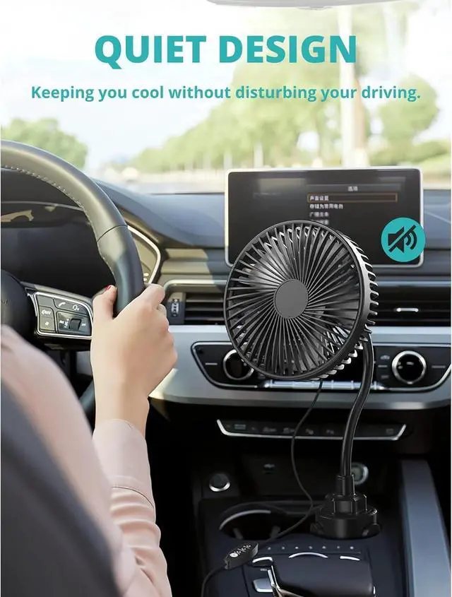 Alt view image 4 of 7 - Powerful Low Noise Car Fan with 3 Speeds, Portable USB Powered Fan for Car Trucks RVs Bus, Gooseneck Design