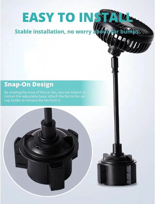 Alt view image 7 of 7 - Powerful Low Noise Car Fan with 3 Speeds, Portable USB Powered Fan for Car Trucks RVs Bus, Gooseneck Design