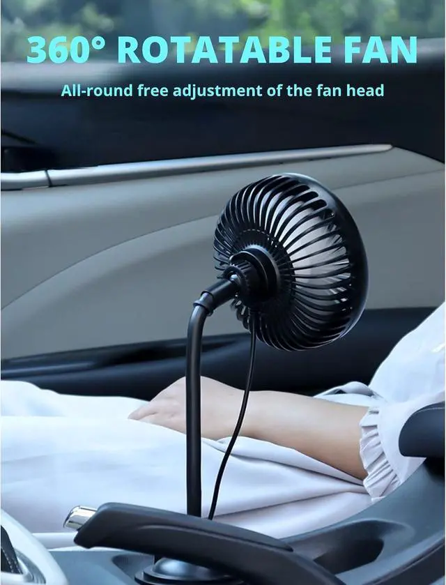 Alt view image 6 of 7 - Powerful Low Noise Car Fan with 3 Speeds, Portable USB Powered Fan for Car Trucks RVs Bus, Gooseneck Design