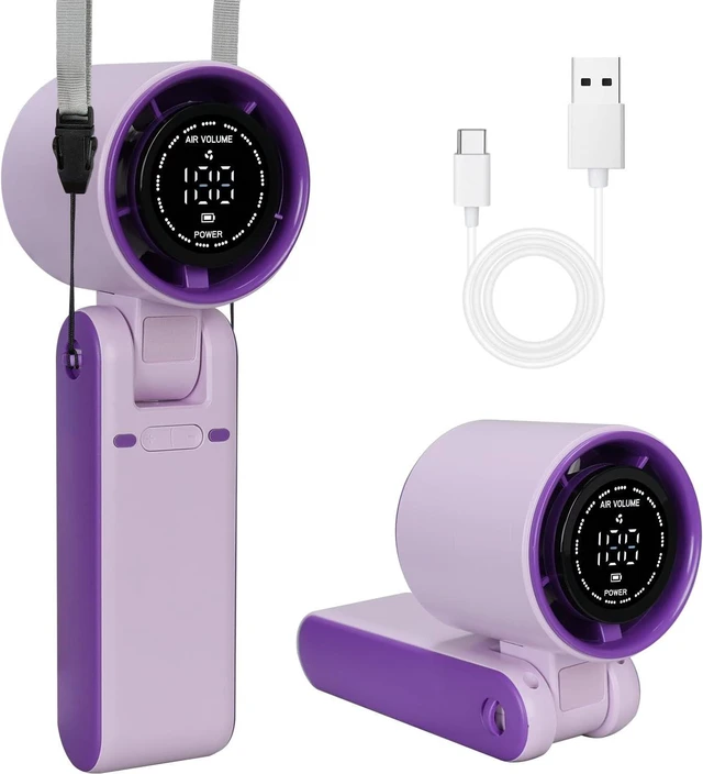 Main image of 3 IN 1 Portable Handheld Mini Fan, Compact Personal Cooling, 100Speeds, Rechargeable, Quiet Operation, USB-C, for Travel, Office, Outdoor (Purple)
