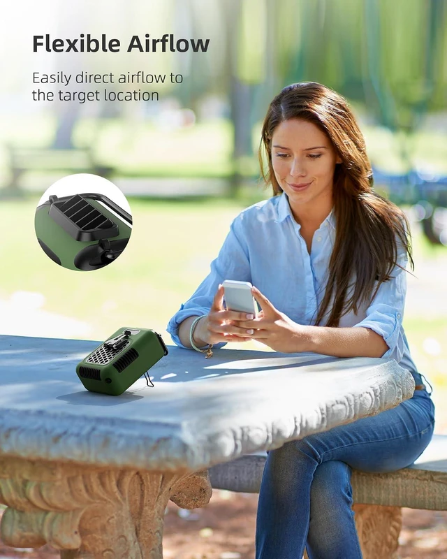 Alt view image 7 of 7 - Koonie Waist Clip Fan Portable with Light, 10000mAh Rechargeable Hands-free Personal Body fan Lasts 30hrs, USB Port Power Supply, 3 Speeds Under Shirt Fan for Outdoor Works, Farm, Camping, Travel