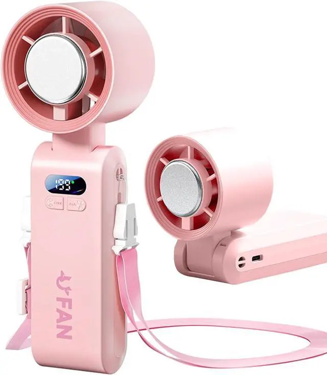 Main image of Handheld Fan, Portable Handheld Fan with Ice Function, mini personal fan, Turbo Powerful Rechargeable Fans,1-199 Speed, Foldable, for Women Men Outdoor Indoor travel essentials(Pink)