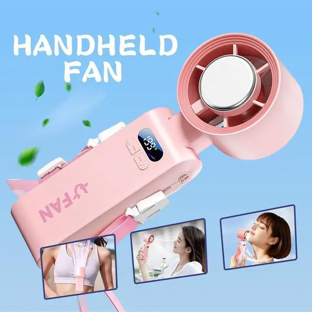 Alt view image 3 of 7 - Handheld Fan, Portable Handheld Fan with Ice Function, mini personal fan, Turbo Powerful Rechargeable Fans,1-199 Speed, Foldable, for Women Men Outdoor Indoor travel essentials(Pink)