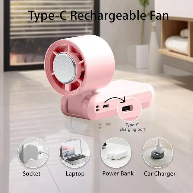 Alt view image 6 of 7 - Handheld Fan, Portable Handheld Fan with Ice Function, mini personal fan, Turbo Powerful Rechargeable Fans,1-199 Speed, Foldable, for Women Men Outdoor Indoor travel essentials(Pink)