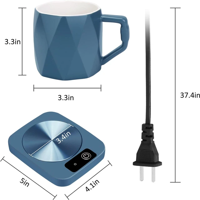 Alt view image 7 of 7 - Desk Coffee Mug Warmer with Ceramic Cup Set, Electric Coffee Warmer for Gift Ideas, 131 Temperature Control, 16 Watt, Smart Coffee Cup Warmer for Heating Coffee, Milk, Tea