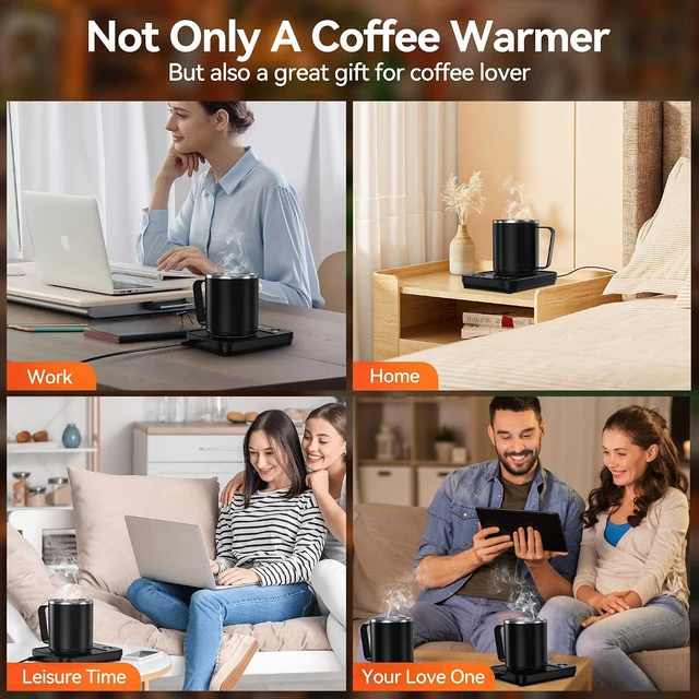 Alt view image 6 of 7 - Coffee Mug Warmer & Mug Set for Desk, 36W Electric Coffee Cup Warmer with 16oz Cup, 9 Temp Settings Auto Shut Off Heated Mug Plate for Home Office Desk Accessories, Gifts for Coffee Lovers, Black