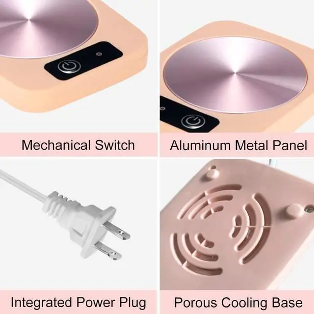 Alt view image 4 of 7 - Coffee Mug Cup Warmer Coaster for Coffee Tea Cocoa Milk Food Fruits Candle, Aluminum Metal Panel, Safe Reliable, Pink (4" x 5")