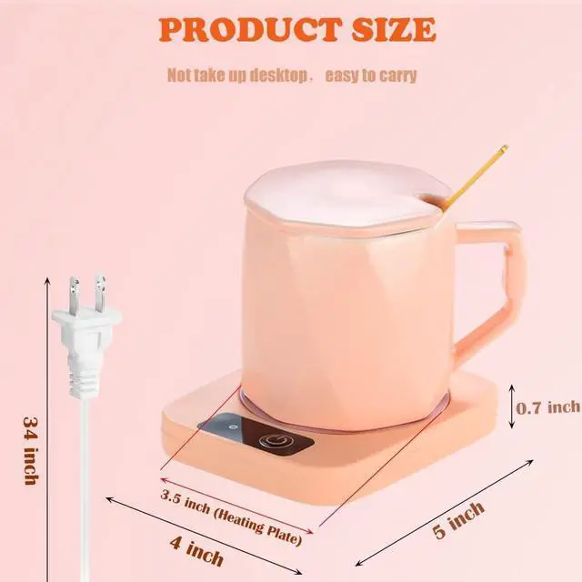 Alt view image 5 of 7 - Coffee Mug Cup Warmer Coaster for Coffee Tea Cocoa Milk Food Fruits Candle, Aluminum Metal Panel, Safe Reliable, Pink (4" x 5")