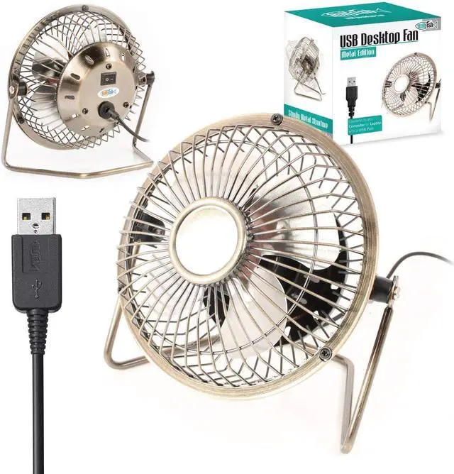 Main image of USB Small Fan Mini Silent Cooling Fan for Laptop PC Plug and Play Edition with 360 Rotation - Aluminum 4 inch