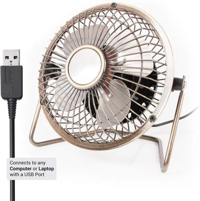 Alt view image 3 of 6 - USB Small Fan Mini Silent Cooling Fan for Laptop PC Plug and Play Edition with 360 Rotation - Aluminum 4 inch