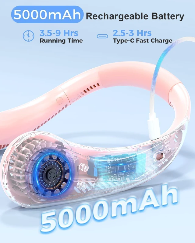 Alt view image 3 of 7 - Portable Bladeless Neck Fan, Anniversary Birthday Gifts for Women Girls, Self Care Gifts for Mom with Hot Flash Cooling, Wearable Rechargeable Fan for Camping Travel Beach Golf Cruise Essentials 2026