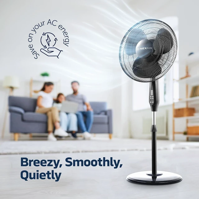 Alt view image 2 of 7 - NEXAIR Oscillating 16 Inch Pedestal Stand Up Quiet Operating Room Fan With Remote Control, 3 Speed, with Adjustable Height, Standing Fan Great For Office & Living Room