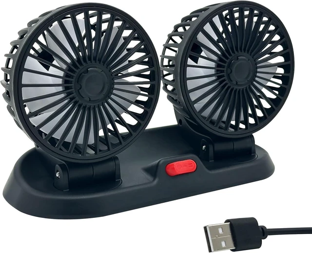 Main image of Adjustable Car Cool Fan, Dual Head Design, 2-speed Adjustable, 360° Rotating Portable Car Fan, 5V USB Powered, Suitable for Caravan, Sedan, SUV.