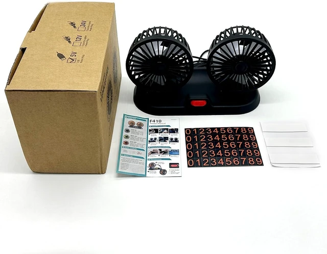 Alt view image 7 of 7 - Adjustable Car Cool Fan, Dual Head Design, 2-speed Adjustable, 360° Rotating Portable Car Fan, 5V USB Powered, Suitable for Caravan, Sedan, SUV.
