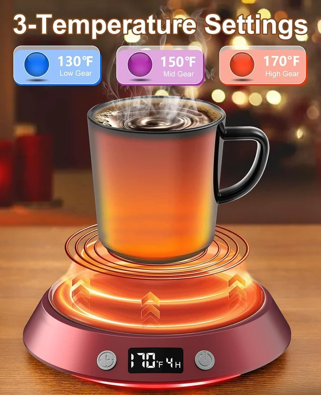 Alt view image 2 of 6 - Kepwam Coffee Mug Warmer - 55W Electric Coffee Warmer for Desk 3 Temp Settings & 2-9 Timer Smart Cup Warmer for Desk Candle Warmer Plate with LED Lights Beverage Tea Milk Warmer for Home & Office