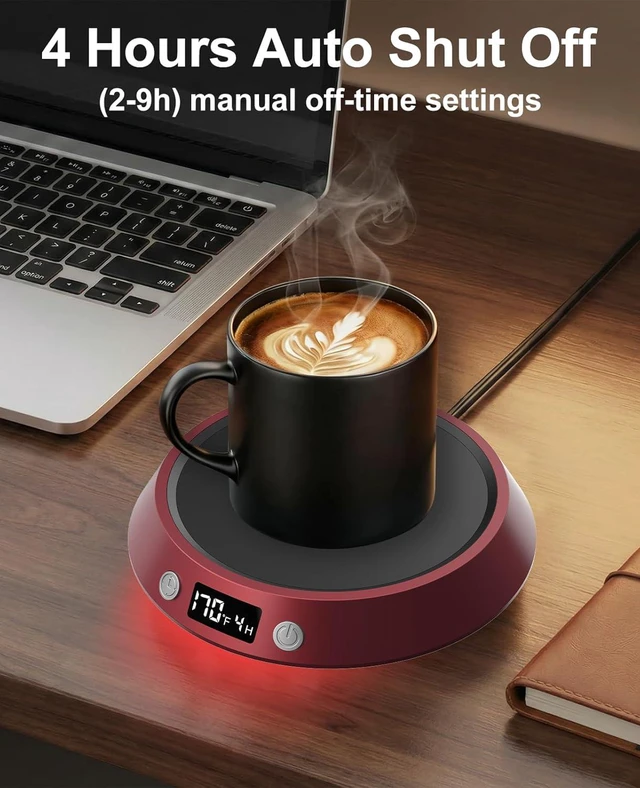Alt view image 3 of 6 - Kepwam Coffee Mug Warmer - 55W Electric Coffee Warmer for Desk 3 Temp Settings & 2-9 Timer Smart Cup Warmer for Desk Candle Warmer Plate with LED Lights Beverage Tea Milk Warmer for Home & Office