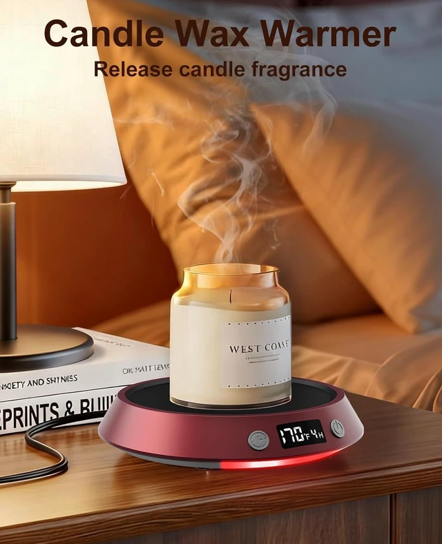 Alt view image 4 of 6 - Kepwam Coffee Mug Warmer - 55W Electric Coffee Warmer for Desk 3 Temp Settings & 2-9 Timer Smart Cup Warmer for Desk Candle Warmer Plate with LED Lights Beverage Tea Milk Warmer for Home & Office