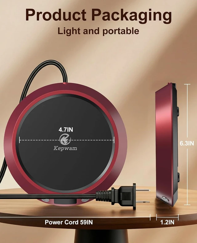 Alt view image 6 of 6 - Kepwam Coffee Mug Warmer - 55W Electric Coffee Warmer for Desk 3 Temp Settings & 2-9 Timer Smart Cup Warmer for Desk Candle Warmer Plate with LED Lights Beverage Tea Milk Warmer for Home & Office
