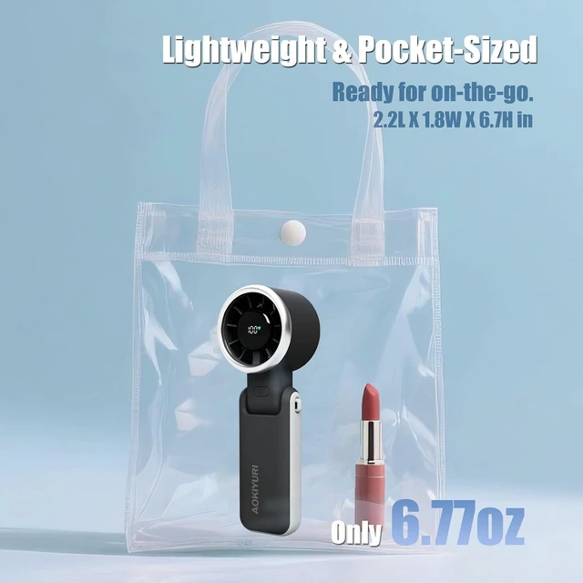 Alt view image 6 of 7 - Foldable Handheld Fan | 5-Speed Turbo Blast | 16-Hour Runtime | Type-C Fast Charging | 3-in-1 Portable Design - Perfect for Travel, Camping, Office & Gifts