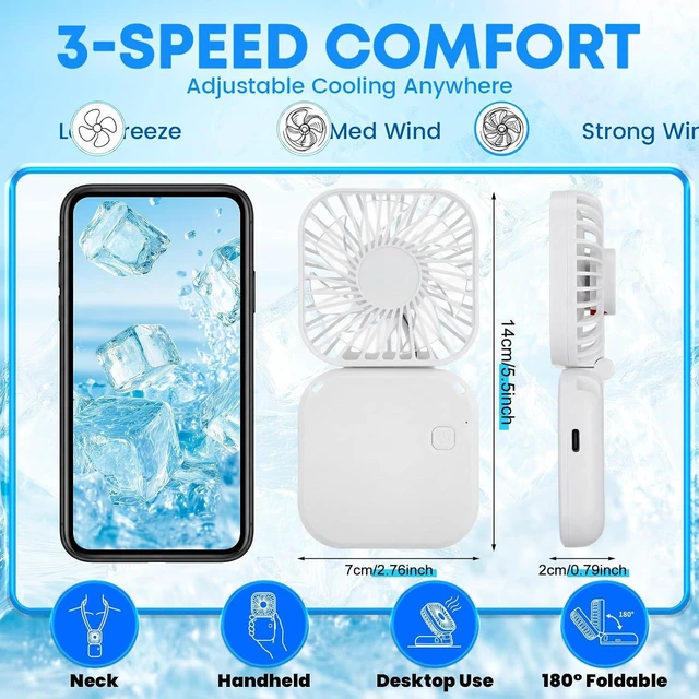 Alt view image 2 of 7 - Reallnaive 6 Pcs Skinny Tumbler Bulk and Mini Portable Fans Set for Summer, 16 oz Plastic Cups with Lids Straws and Small USB Rechargeable Handheld Fan for Cooling Gift (White)