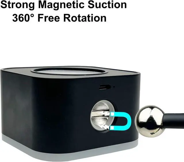 Alt view image 3 of 7 - Xtralite Geo Cube LED Magnetic Lamp Rechargeable, Detachable Head, Adjustable Brightness, 3 Color Modes, Wall Mountable, Portable USB-C Lamp for Home, Office, or Bedroom, Black