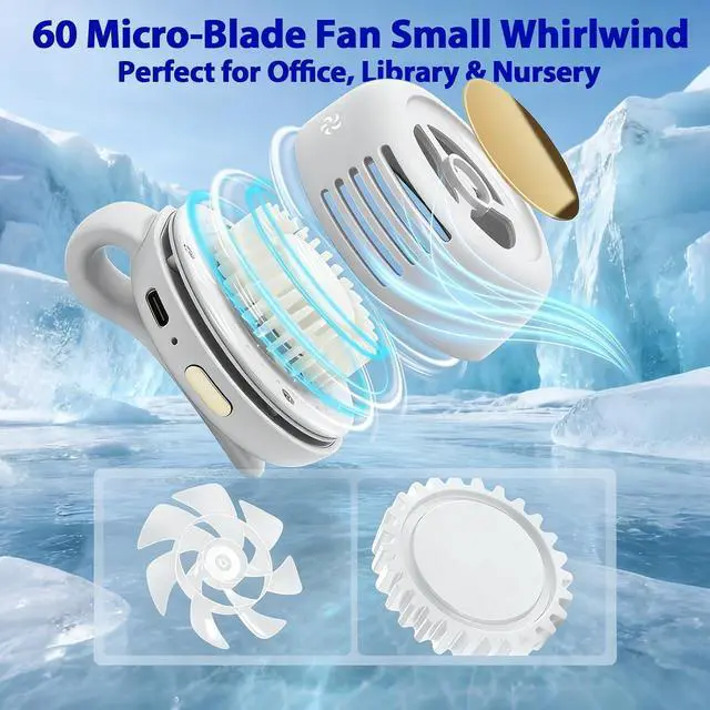 Alt view image 5 of 7 - jintion Handheld Fan Portable Neck Waist Personal Mini Clip on Hand Fans Rechargeable Wearable for Shirt Belt That Deliver Refreshing Cool Breeze Under Held Cooling Wind Small 360° Rotatable