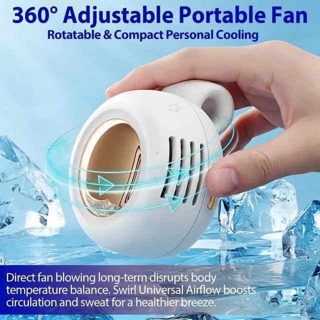 Alt view image 2 of 7 - jintion Handheld Fan Portable Neck Waist Personal Mini Clip on Hand Fans Rechargeable Wearable for Shirt Belt That Deliver Refreshing Cool Breeze Under Held Cooling Wind Small 360° Rotatable