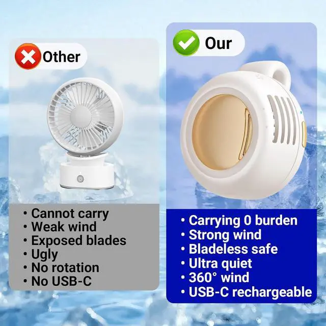 Alt view image 6 of 7 - jintion Handheld Fan Portable Neck Waist Personal Mini Clip on Hand Fans Rechargeable Wearable for Shirt Belt That Deliver Refreshing Cool Breeze Under Held Cooling Wind Small 360° Rotatable