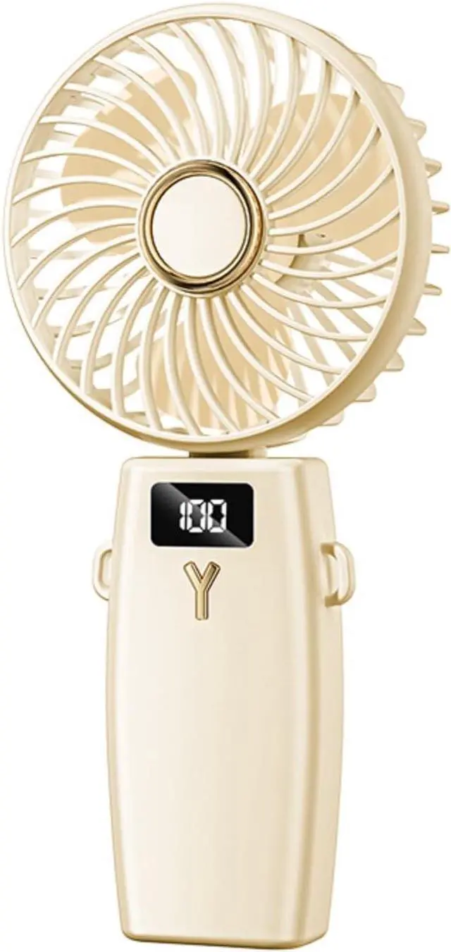 Main image of CIBAIL Portable Handheld Fan with 3 Speeds & 6H Max Cooling, USB Rechargeable Personal Portable Mini Turbo Design for Travel Outdoor Home Office, Lightweight Pocket Fan with LED (Yellowish white)