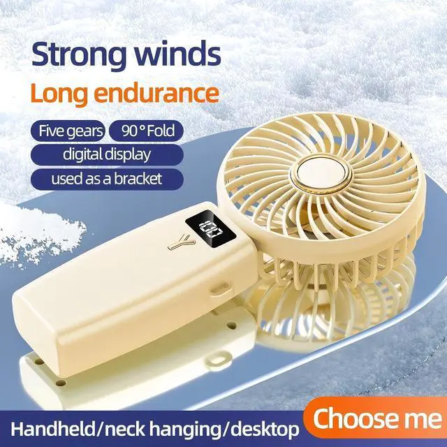 Alt view image 3 of 6 - CIBAIL Portable Handheld Fan with 3 Speeds & 6H Max Cooling, USB Rechargeable Personal Portable Mini Turbo Design for Travel Outdoor Home Office, Lightweight Pocket Fan with LED (Yellowish white)