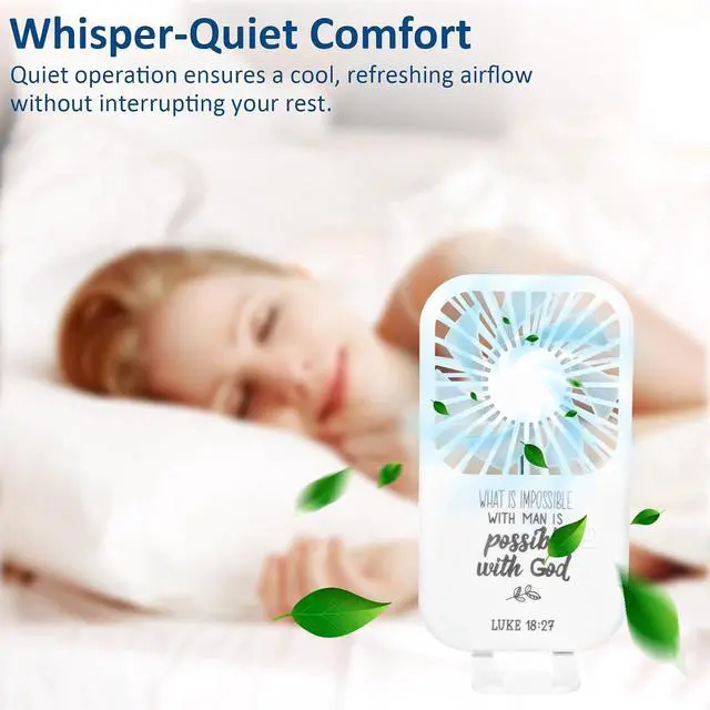Alt view image 5 of 7 - Leinuosen 12 Set Church Gifts Bulk Religious Mini Powerful Handheld Fan Father's Day Gifts Christian Bible 3 Speed USB Portable Rechargeable Pocket Travel Inspiring Verse Fan Women Men Summer Office