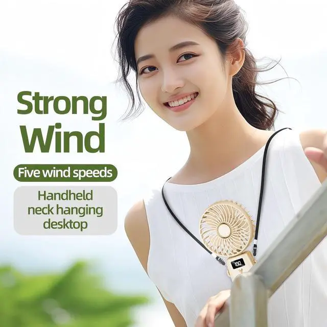 Alt view image 5 of 6 - CIBAIL Portable Handheld Fan with 3 Speeds & 6H Max Cooling, USB Rechargeable Personal Portable Mini Turbo Design for Travel Outdoor Home Office, Lightweight Pocket Fan with LED (Yellowish white)