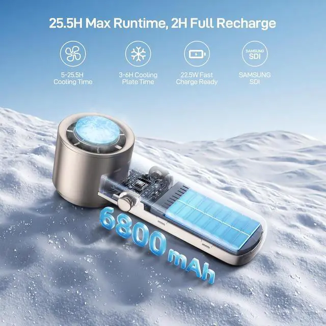 Alt view image 5 of 7 - EPICKA Portable Handheld Fan with Ice Cooler - 25H Runtime, Rechargeable 6800mAh Personal Turbo Fan with Power Bank, Fast Charging, 0-100 Speed, Gifts for Women, Summer Travel Essentials, Titanium