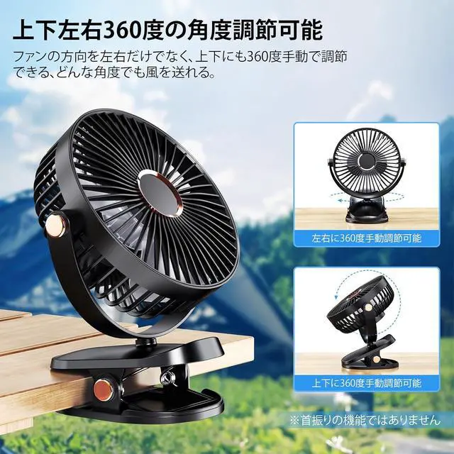 Alt view image 2 of 7 - iNeibo Desktop Fan, Clip, Small, USB Fan, Built-in 4000 mAh High Capacity Battery, USB Fan, 20 dB Quiet, USB-C Rechargeable, Cordless, Super Strong Wind, 20 Hours Continuous Use, 4 Levels of Air Flow