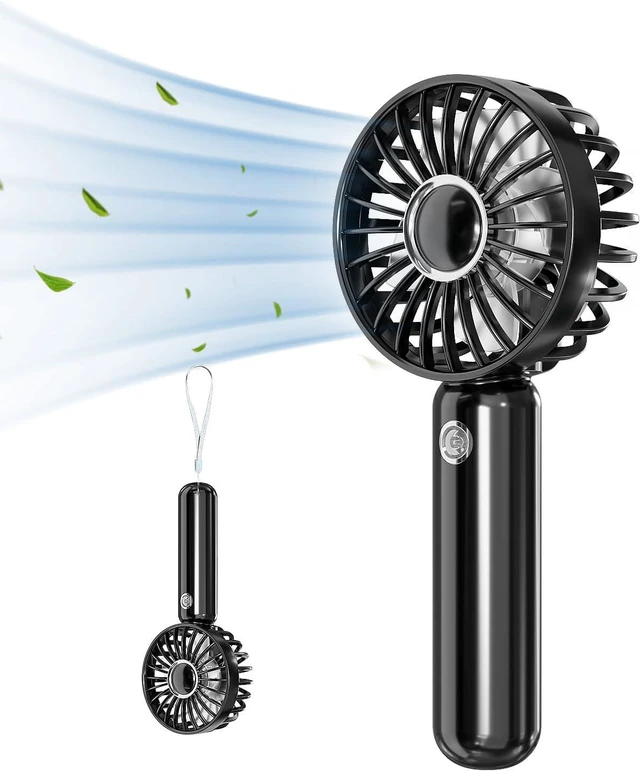 Main image of Mini HandHeld Portable Fan, Small Personal Battery Operated Fan Lash Fan usb Rechargeable 3 Speed Adjustable for Outside Travel Patios Indoor Shop Women Men Kids Girl Eyelash Makeup,black