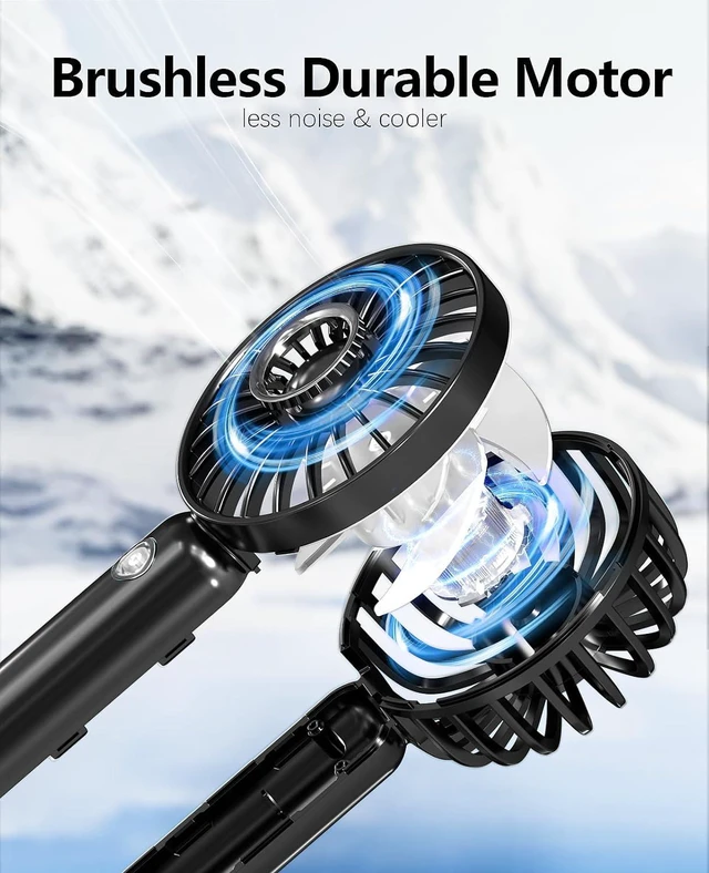 Alt view image 6 of 7 - Mini HandHeld Portable Fan, Small Personal Battery Operated Fan Lash Fan usb Rechargeable 3 Speed Adjustable for Outside Travel Patios Indoor Shop Women Men Kids Girl Eyelash Makeup,black