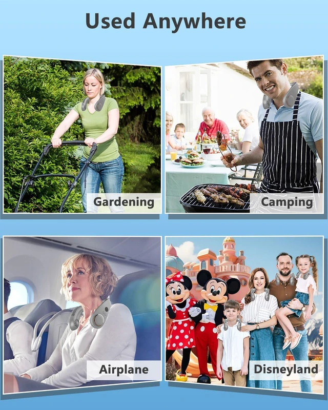 Alt view image 7 of 7 - Neck Fan Rechargeable,Mini Portable Air Conditioners,Bladeless Neck Fans that Blow Cold Air,USB Personal Fan,Small Cooling Fan, Battery Neck Fans for Travel/Camping/Outdoor/Car/Office Grey Y