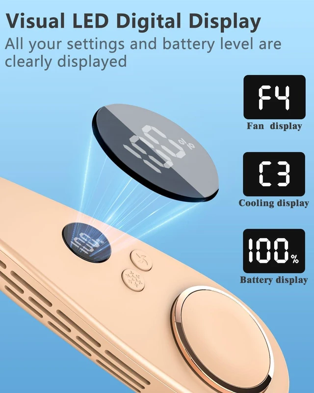 Alt view image 4 of 7 - Around the Neck Air Conditioner-Portable Ac Neck Cooler, Neck Fans that Blow Cold Air,Mini USB Personal Cooling Device,Hot Weather Best Neck Fan for Gifts to Mother's Day Father's Day Birthday Apricot
