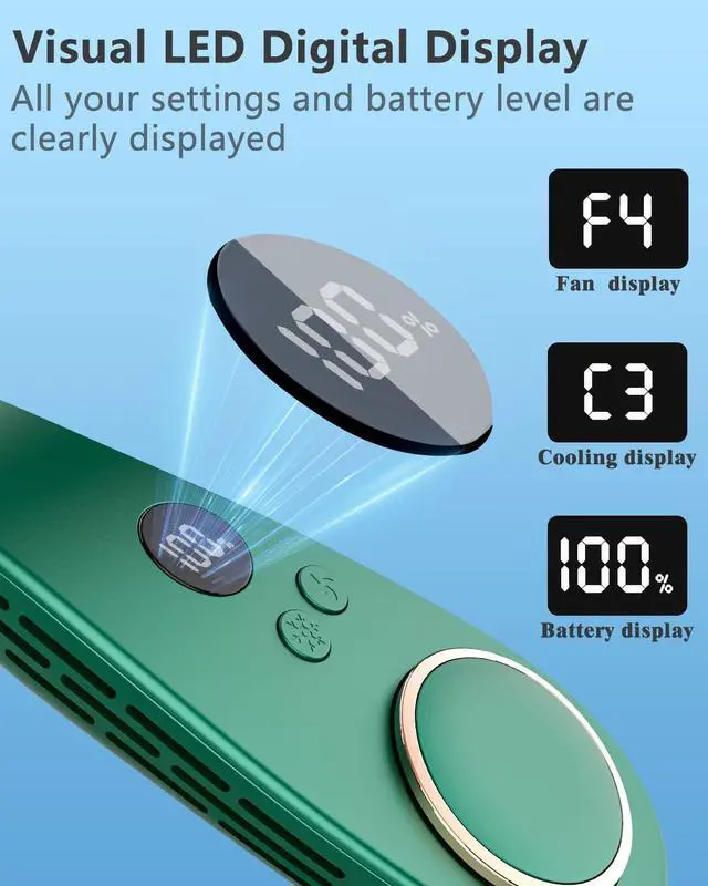 Alt view image 4 of 7 - Neck Air Conditioner Portable,Battery Powered Air Conditioner,USB Fans for Cooling,Ventilador de Aire Frio,Personal Neck Fan,Mini Face Fan,Around the Neck Fan for Kids/Mom/Dad Dark Green